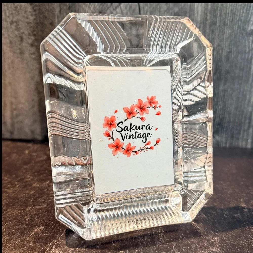 Vintage Lead Crystal Mini Picture Frame 2.5x4 Tabletop Portrait Frame 1990s